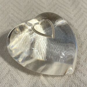 Signed Steuben Crystal Heart Paperweight Optical Floating Heart Estate